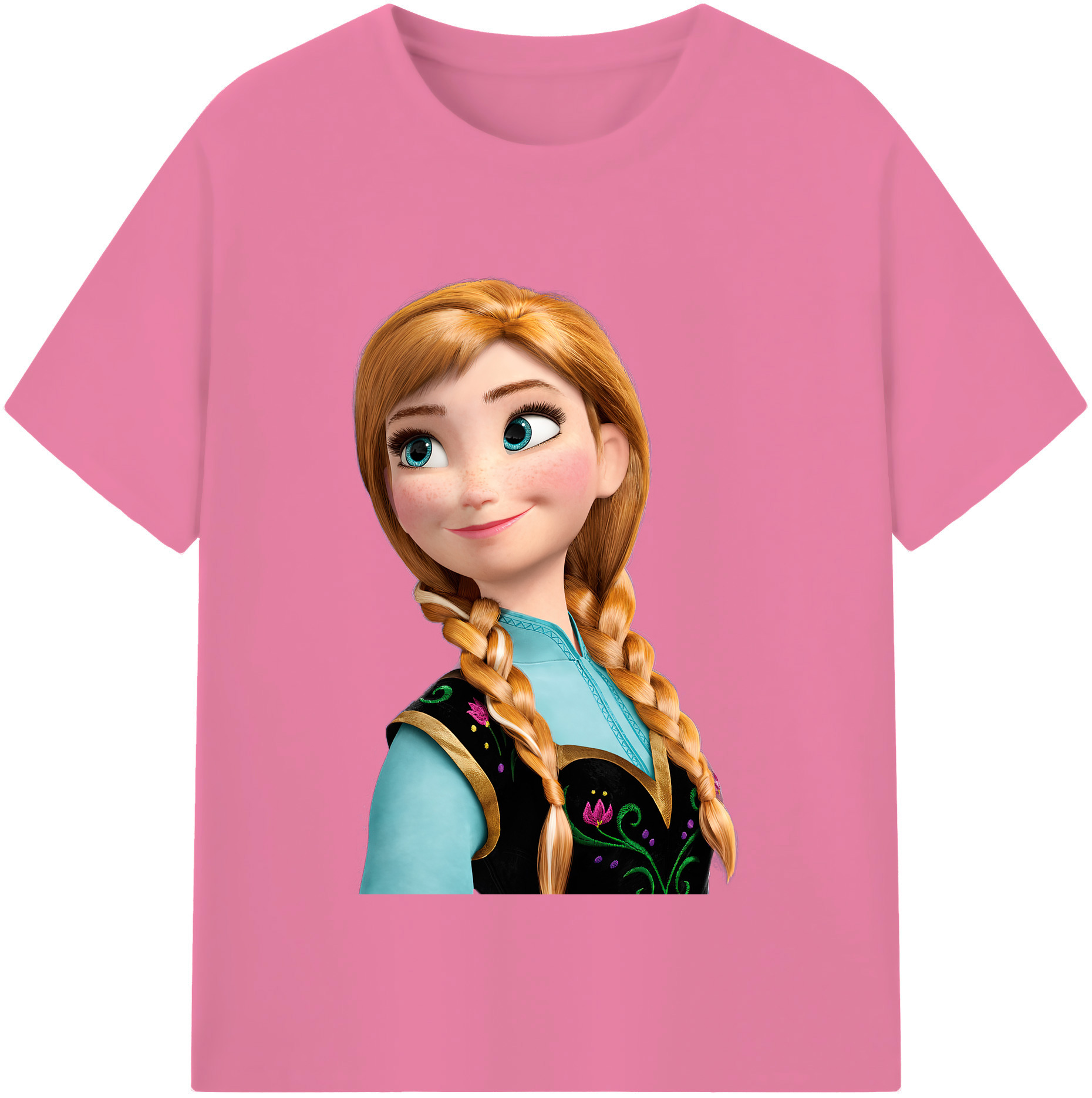 （画像用） アナと雪の女王 アンナ エルサ Frozen Anna Elsa 綿100％半袖Tシャツ（フロントプリント）